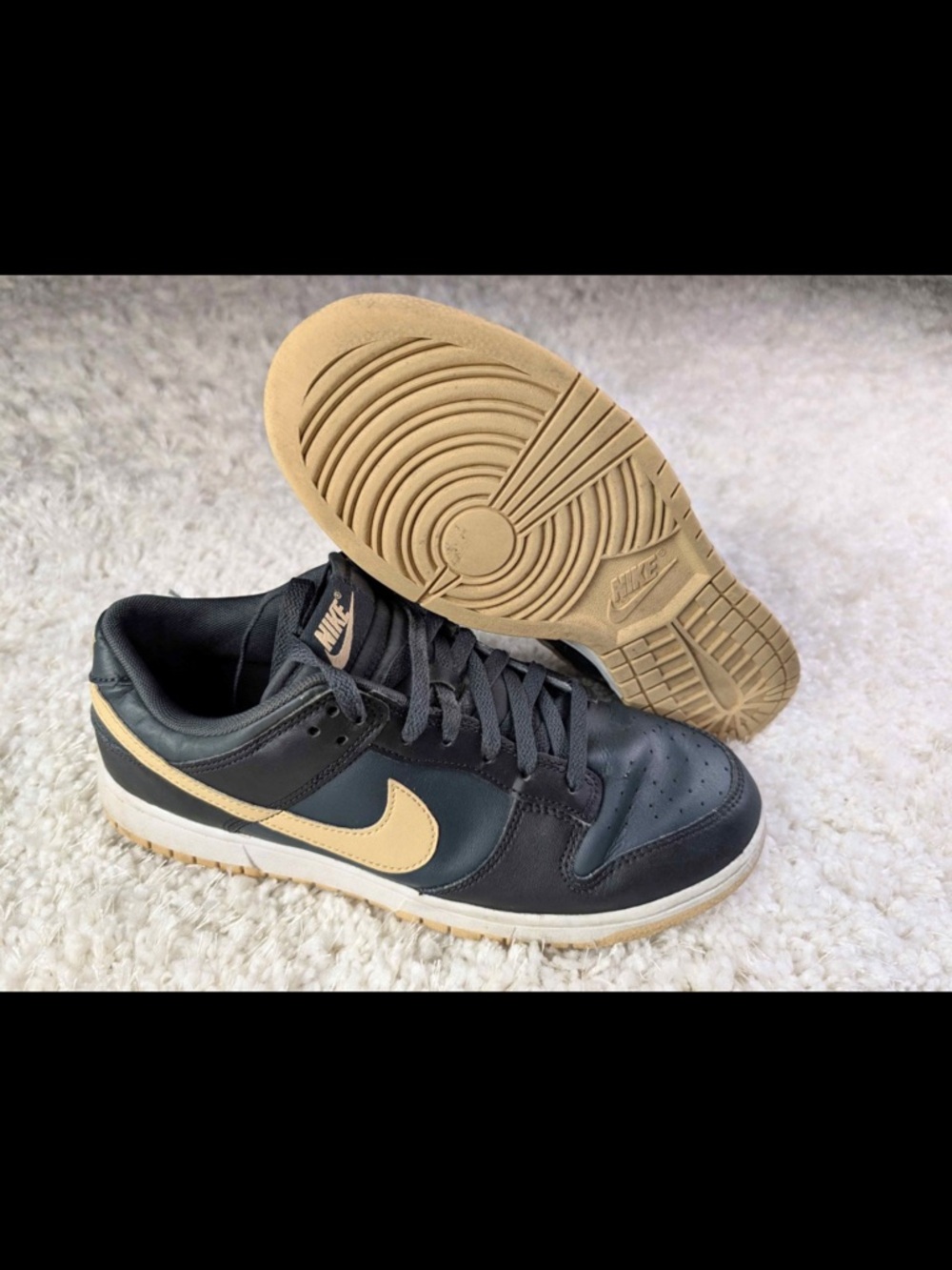Nike Dunks Men's Black and Tan Low-Top Sneakers